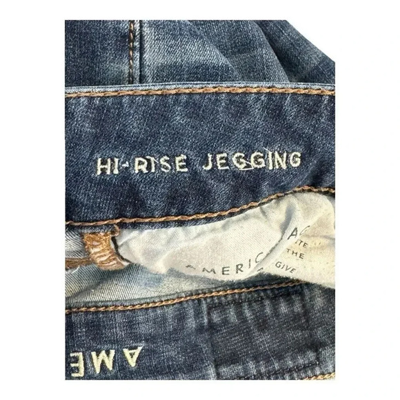 American Eagle Women's High Rise Distressed Jeggings Size 2 Blue Dark Wash - Picture 3 of 6